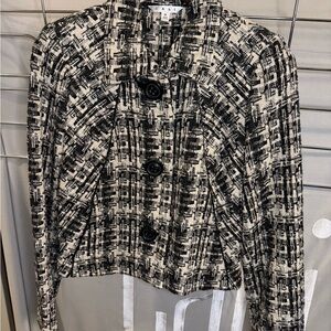 NWOT CAbi Black and Cream Textured Jacket